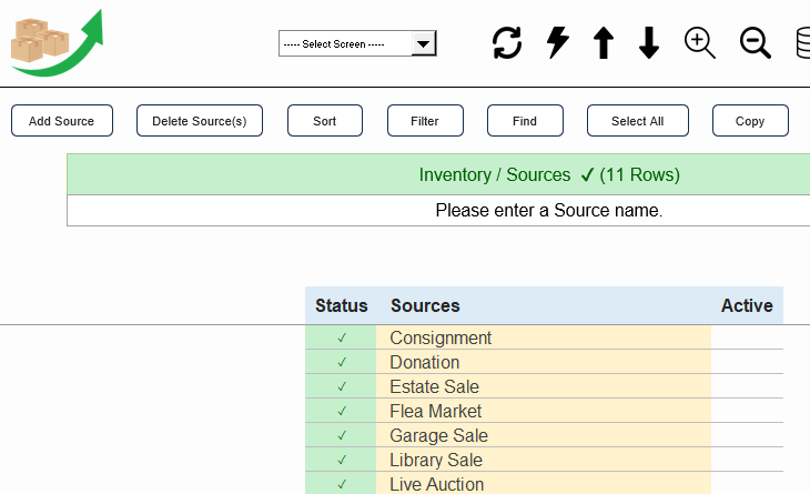 Inventory / Sources